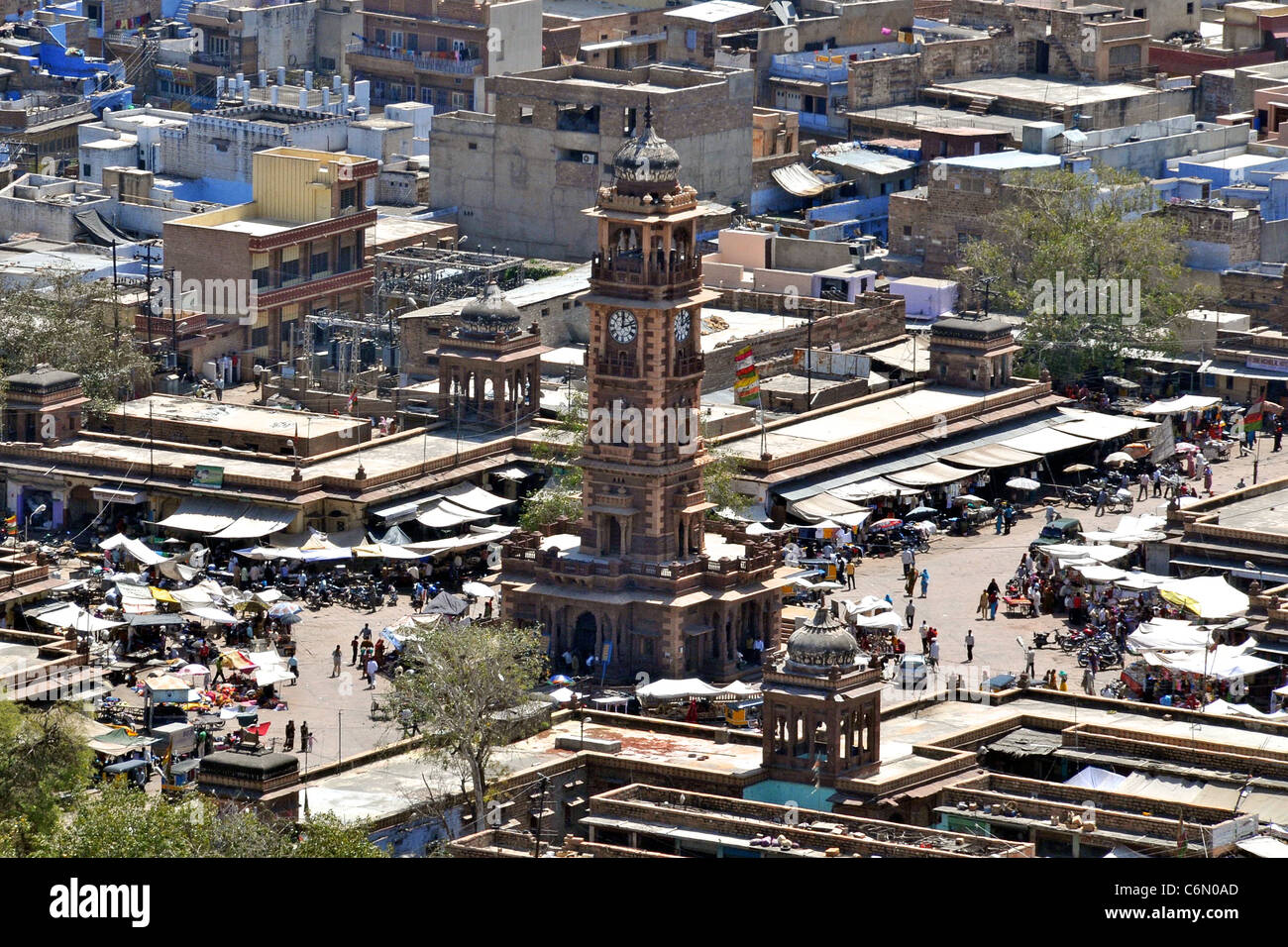 Top view Clock Tower and market Jodhpur Rajasthan India Stock Photo