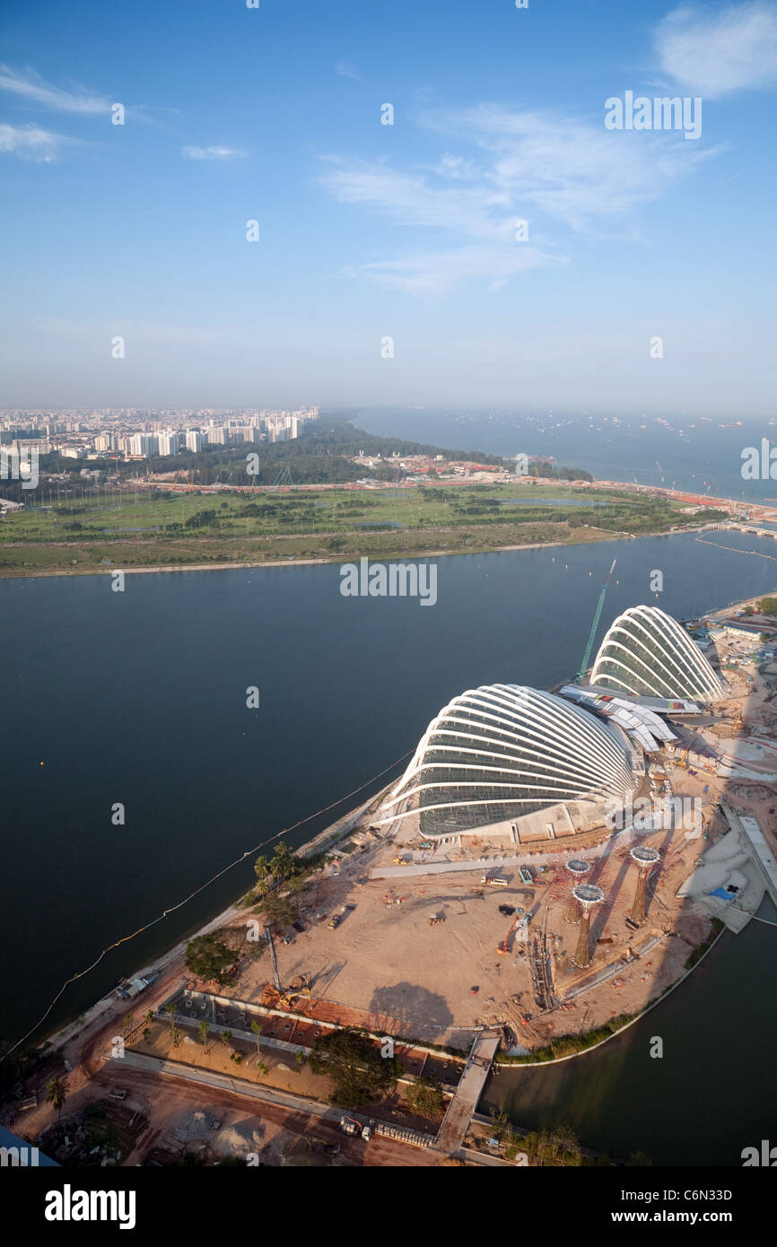 Land reclamation and new building in the Marina area, Singapore Stock Photo