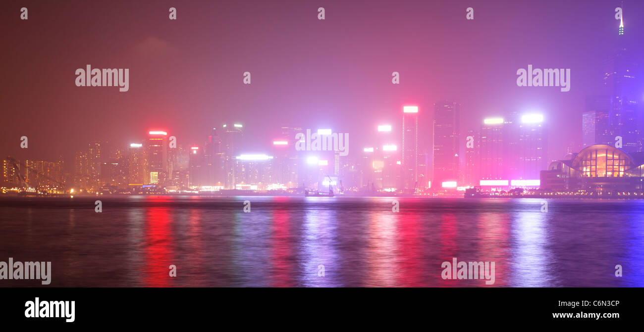 Skyline of Hong Kong city at night Stock Photo - Alamy