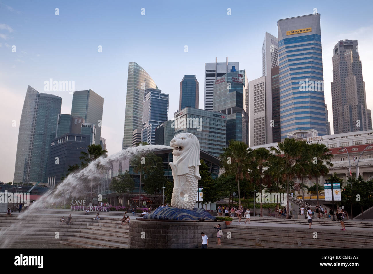 The Merlion, symbol of Singapore, the Marina Bay area, Singapore Asia Stock Photo
