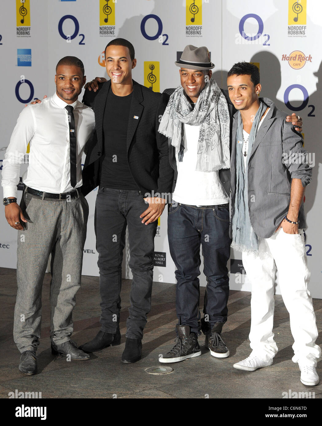 JB, Marvin, Oritse and Aston of JLS O2 Silver Clef Awards 2010 held at the London Hilton, Park Lane - Arrivals London, England Stock Photo
