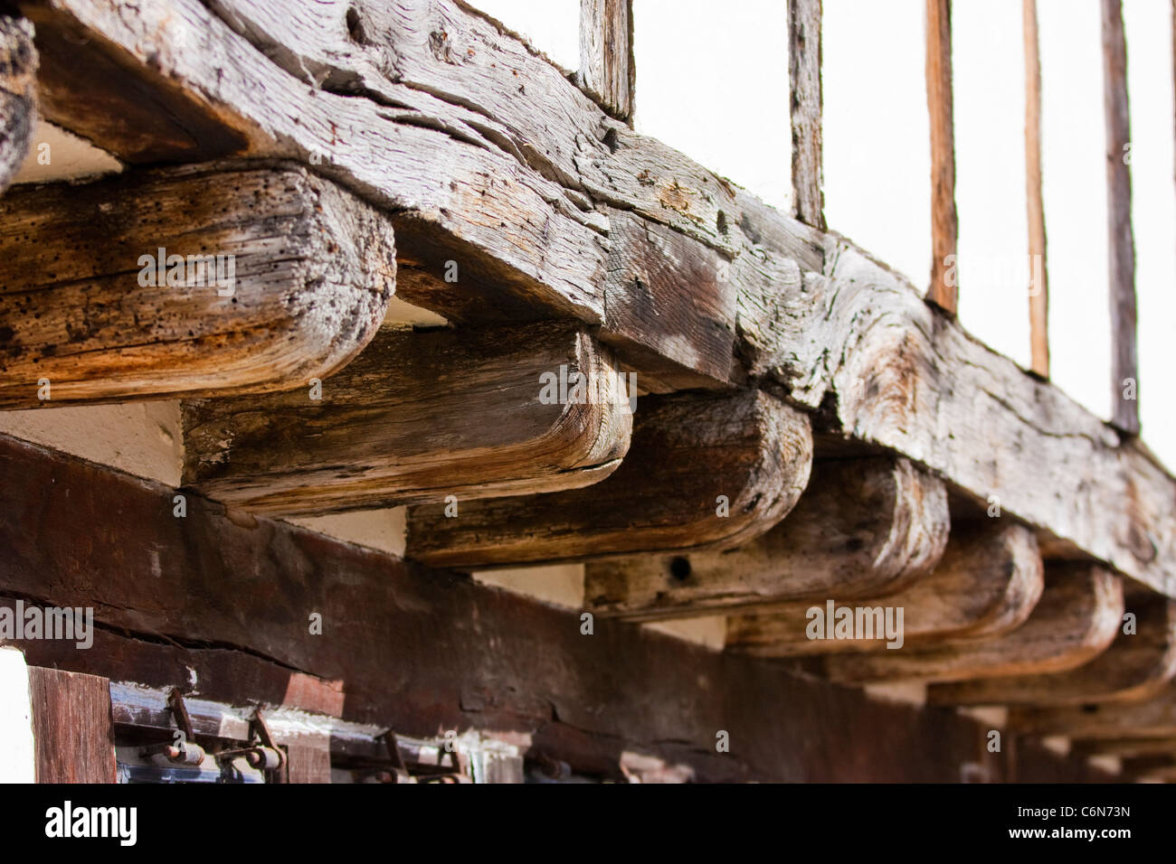 tudor house beams in the street in lavenham suffolk Stock Photo 