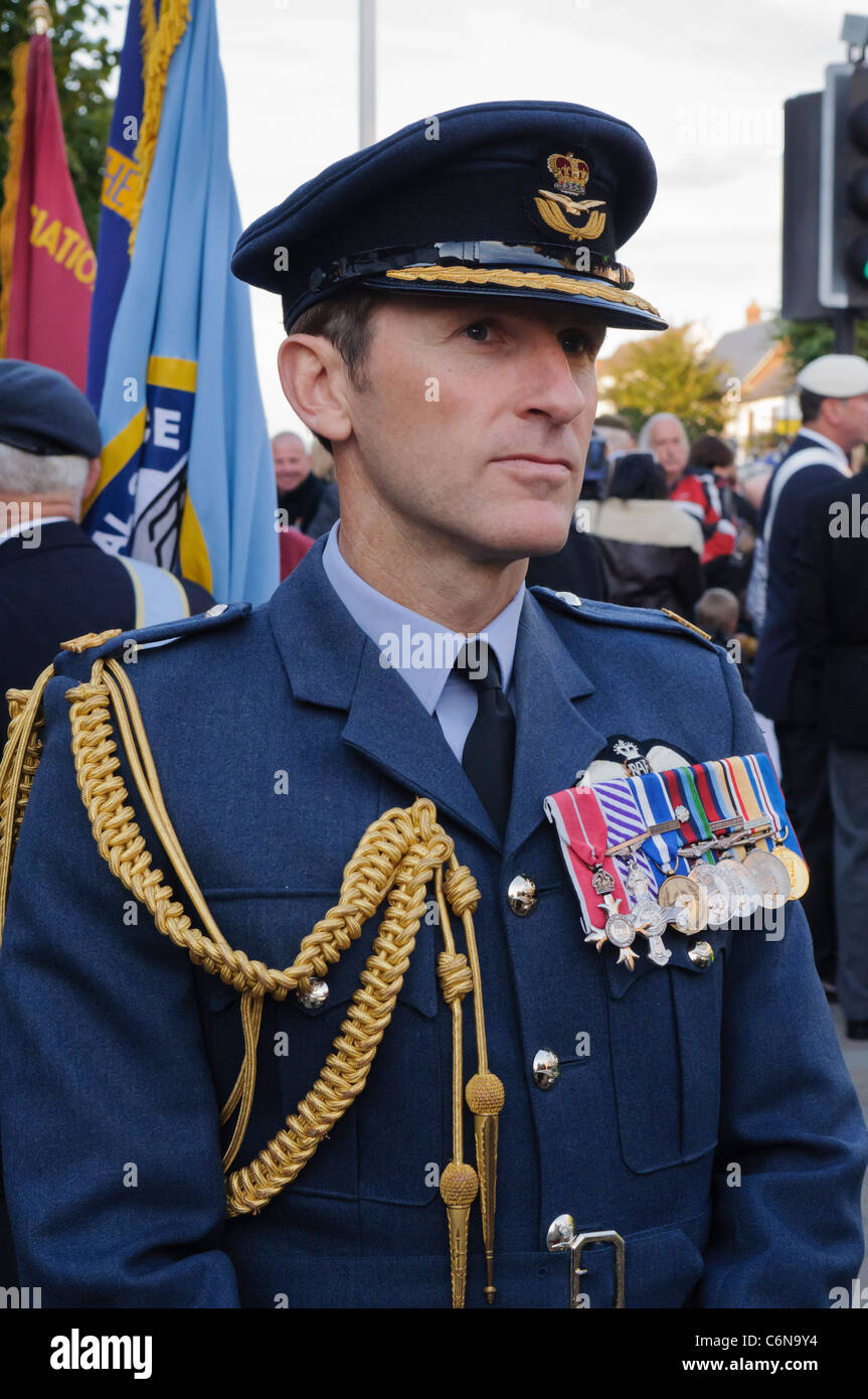 Group Captain John Gladstone from the RAF at the Sunset Ceremony. Wootton Bassett 31/08/2011 Stock Photo
