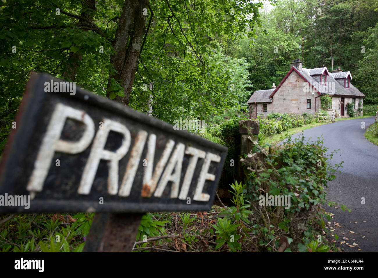 Private Lane at Glenbuck birthplace of Bill Shankly. Photo: Jeff Gilbert Stock Photo