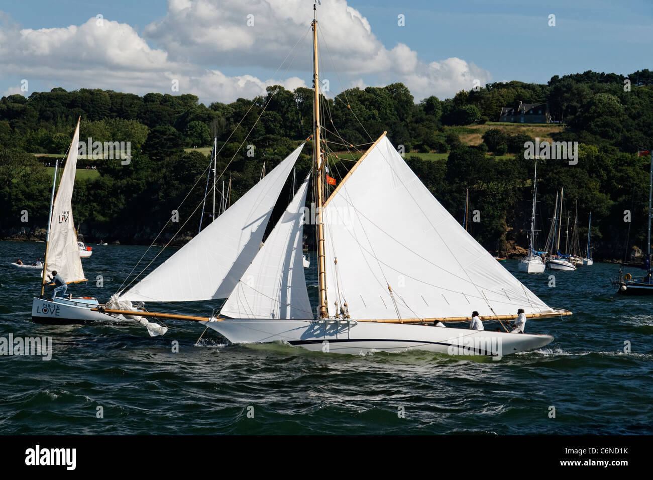 Fyne : classic yacht, replica (William Fife III Plan of 1889), gaff cutter (Douarnenez, Brittany, France). Stock Photo