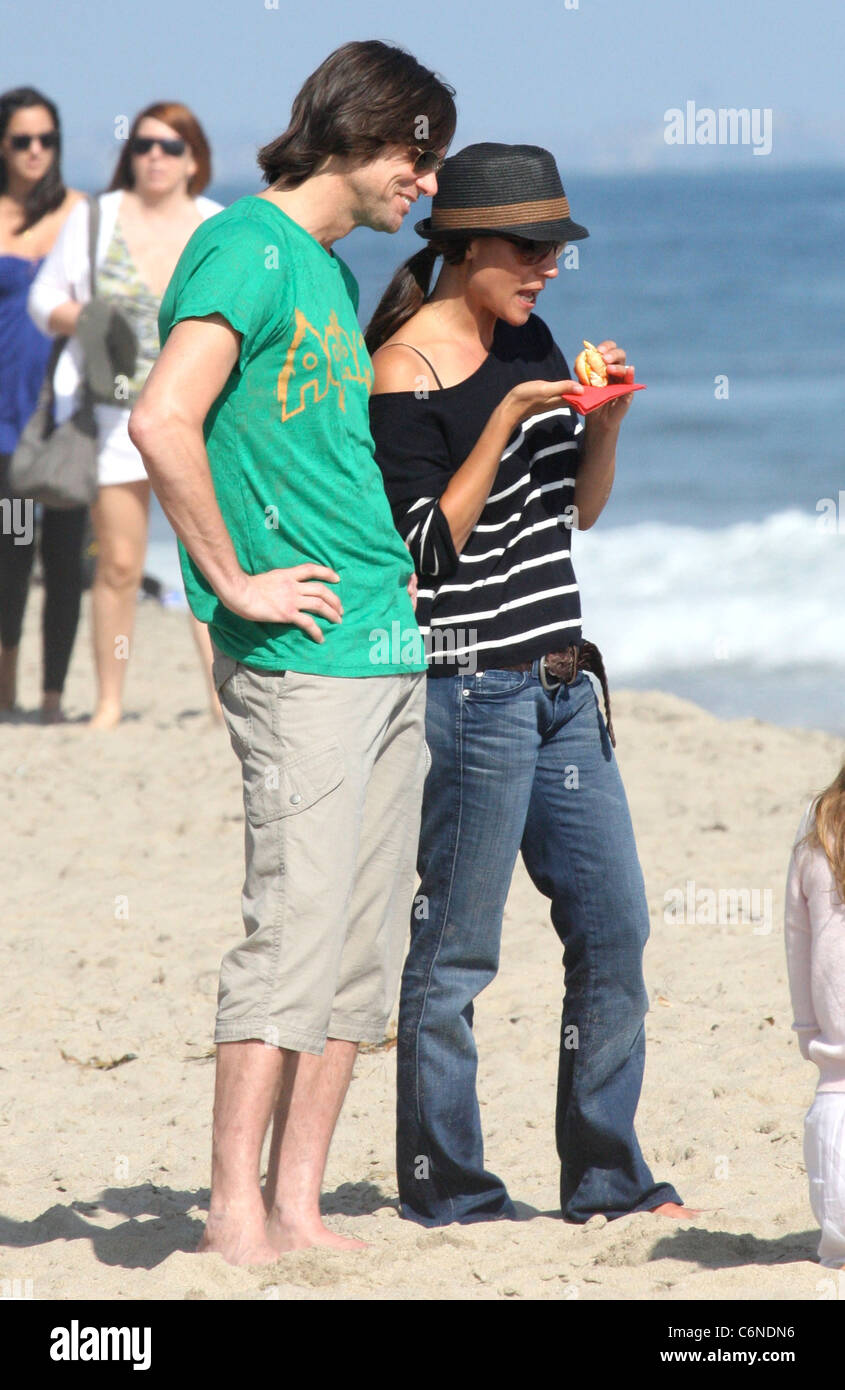 Jim Carrey with daughter Jane Carrey on Malibu Beach Malibu, California - 04.07.10 Stock Photo