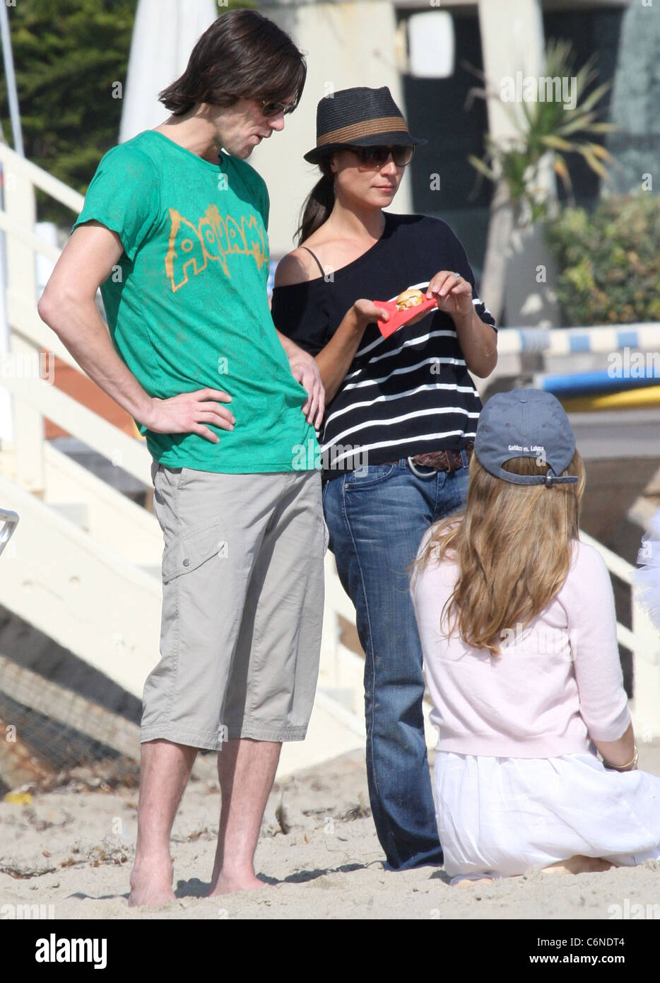 Jim Carrey with daughter Jane Carrey on Malibu Beach Malibu, California - 04.07.10 Stock Photo