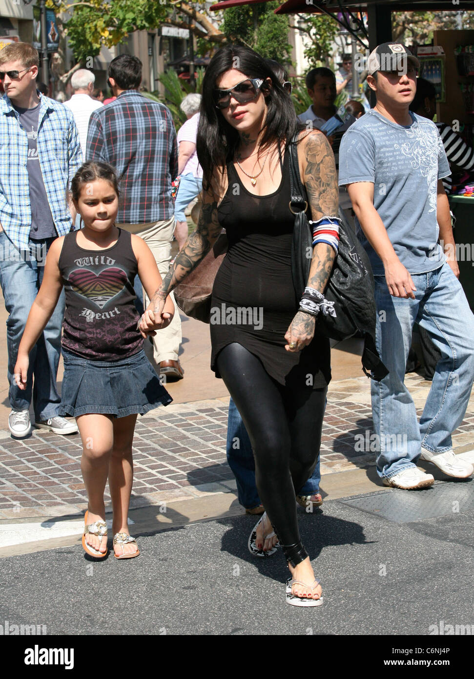 American tattoo artist Kat Von D and a young companion head to the  Cheesecake Factory in the Grove in Hollywood Los Angeles Stock Photo - Alamy