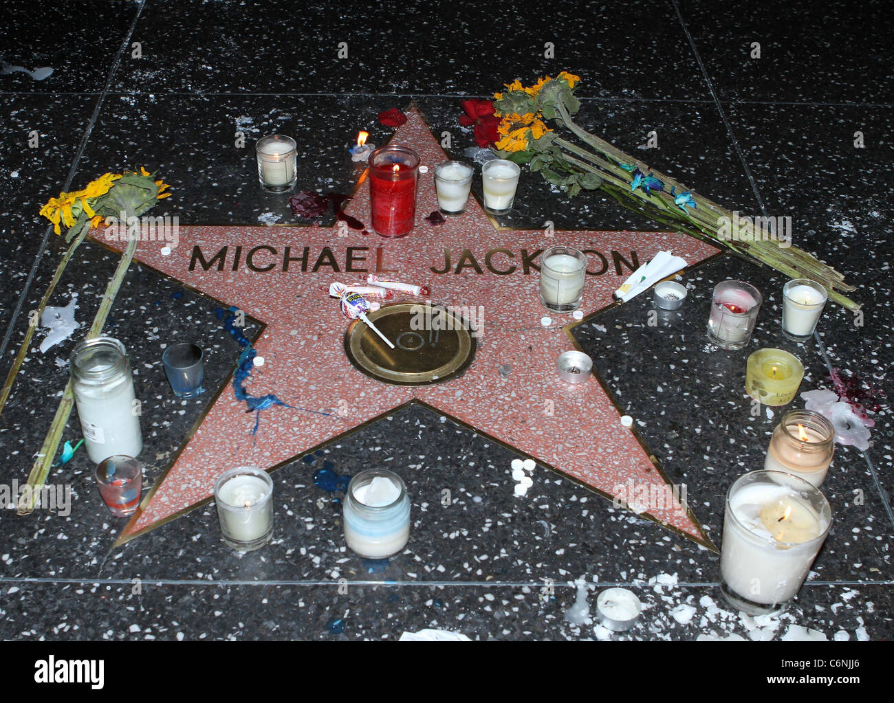 Michael Jackson's star on The Hollywood Walk of Fame on the 1st ...