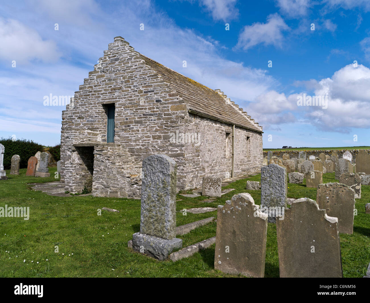 dh St Boniface PAPA WESTRAY ORKNEY 12th century parish church of gravestones churchyard cemetery scotland kirk orkneys graves Stock Photo
