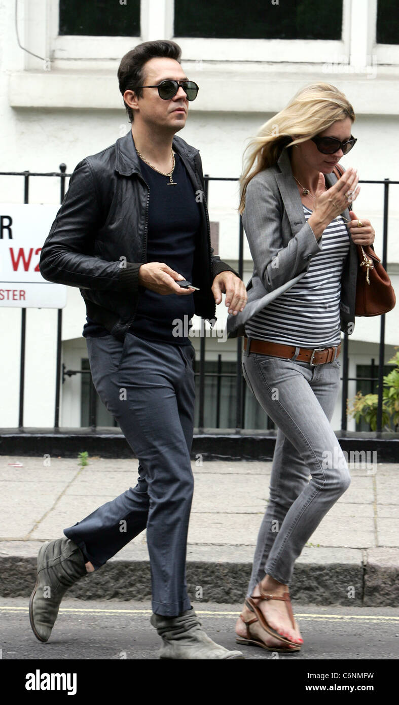 Kate Moss and Jamie Hince spotted after having lunch at a Sushi restaurant in central London. London, England - 06.07.10 : Stock Photo