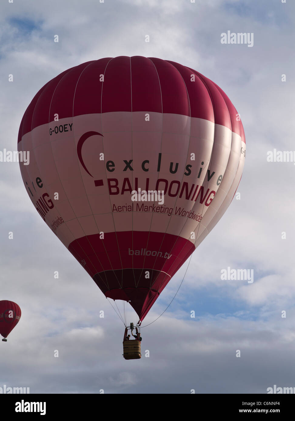 dh Bristol Balloon Fiesta CLIFTON BRISTOL UK Hot air balloon advertising Exclusive ballooning marketing in sky festival Stock Photo