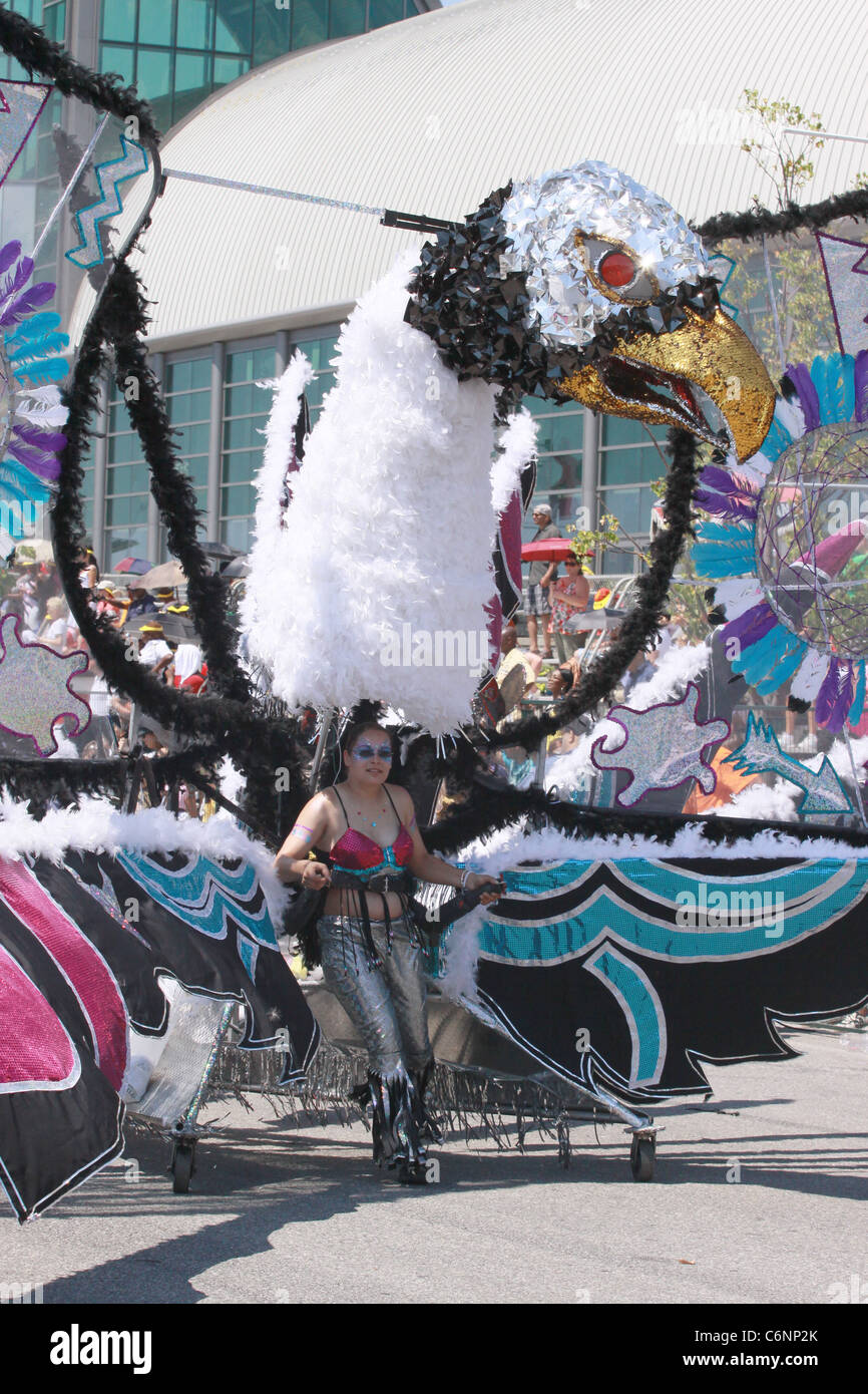 One of the floats in the Grand Mas of the Caribana festival, held annually in Toronto at the end of July, early August Stock Photo