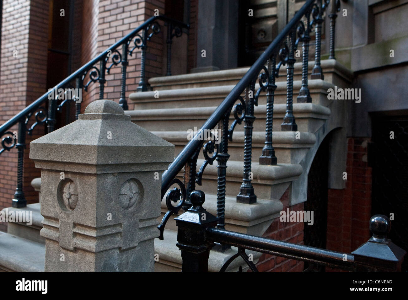 Cast Iron railings is pictured on a Brooklyn Heights building in the New York City borough of