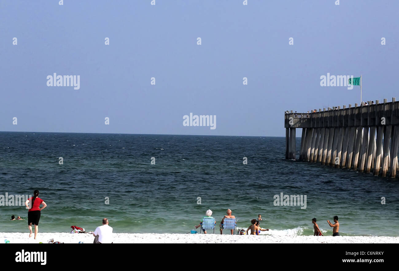 Green Flag flying (Low Hazard) Pensacola Beach clear of oil The seaside