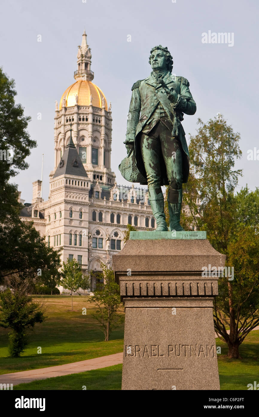 An Israel Putnam sculpture is pictured in front of the Connecticut Capitol in Hartford, Connecticut, Saturday August 6, 2011. Stock Photo