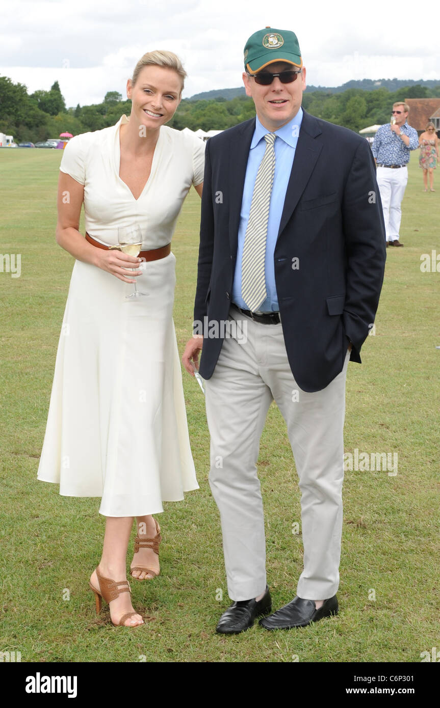 Prince Albert of Monaco and fiancee Charlene Wittstock during the Asprey World Class Cup at Hurtwood Park Polo Club Surrey, Stock Photo