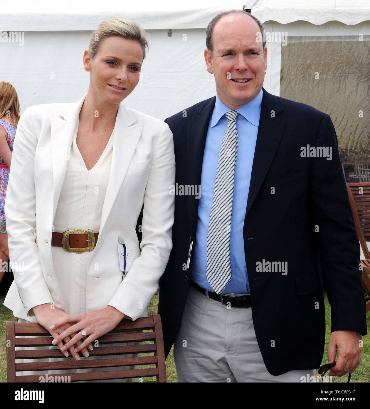 Prince Albert of Monaco and fiancee Charlene Wittstock during the Asprey World Class Cup at Hurtwood Park Polo Club in Surrey Stock Photo