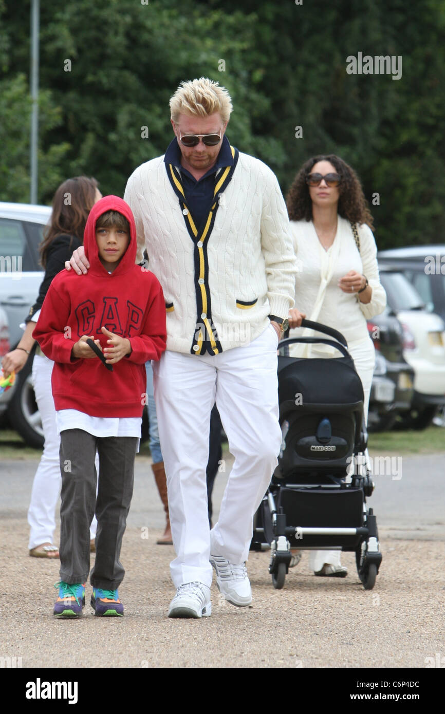 Boris Becker with his wife Lilly Kerssenberg and their son Amadeus and his  other son Elias at the Laureus Polo Cup Event at Ham Stock Photo - Alamy
