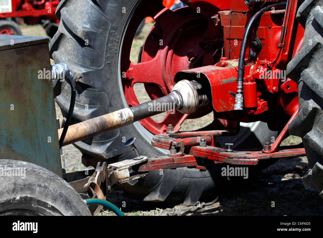 A dynamometer or 'dyno' for short,  is attached to antique farm tractors to test engine power output Stock Photo