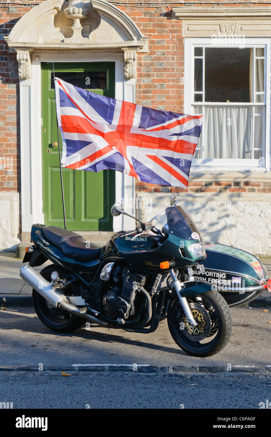 Motorcycle and sidecar belonging to member of Afghan Heroes, supporting British Troops Stock Photo