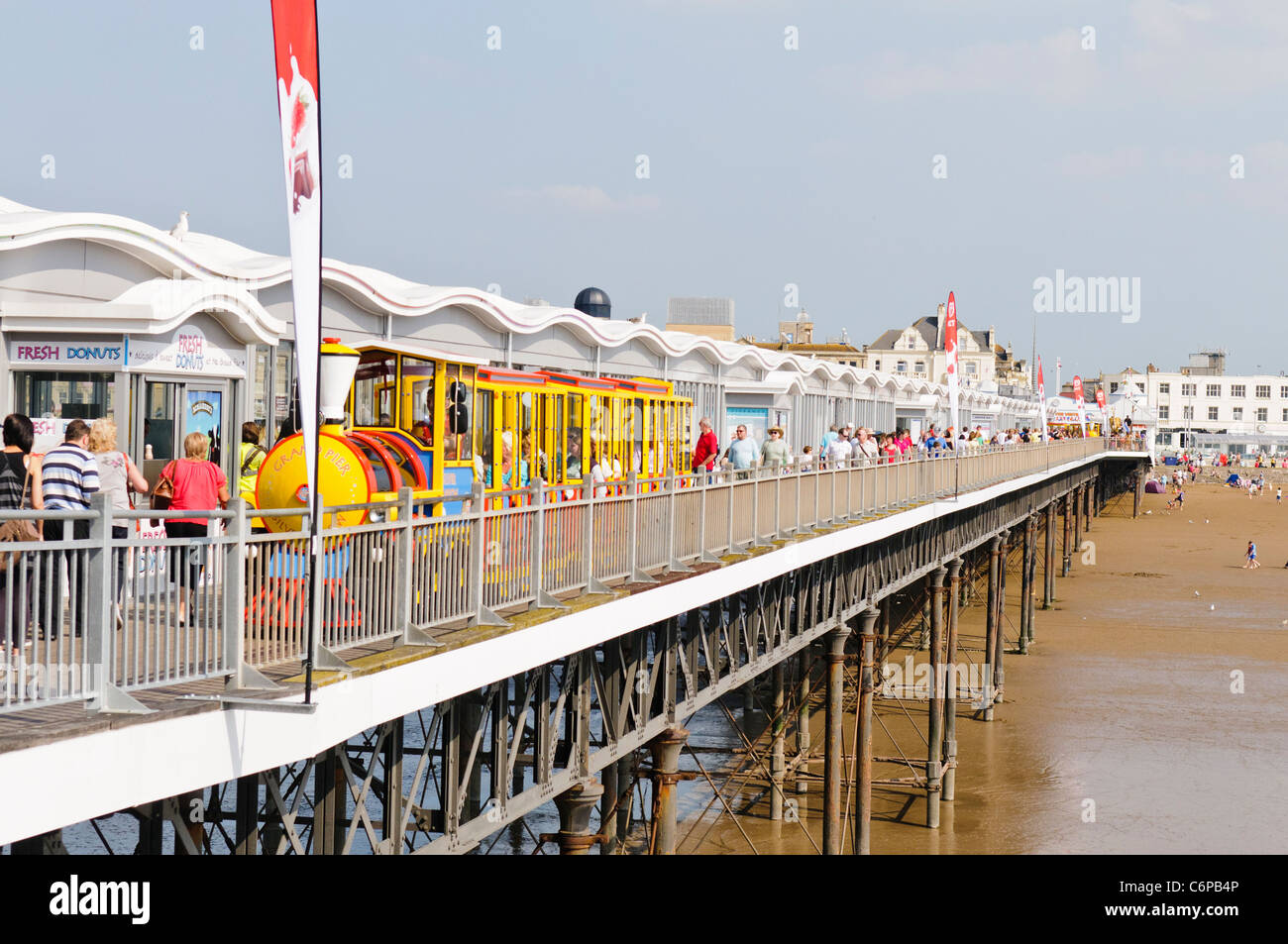 Tourist Train on the Grand Pier at Weston Super Mare Stock Photo Alamy