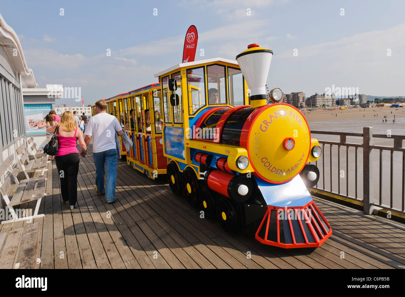 Tourist train at the Grand Pier, Weston Super Mare Stock Photo