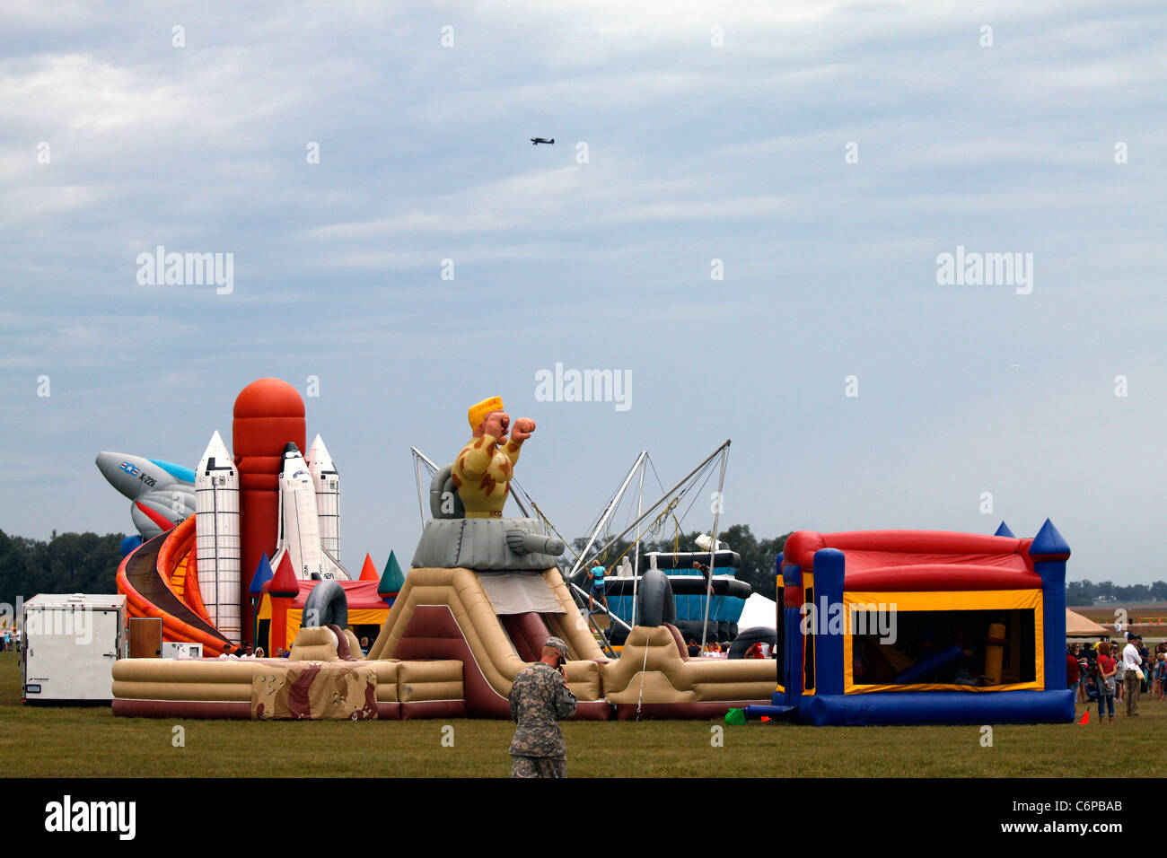 Bouncy world amusements for children at event Stock Photo