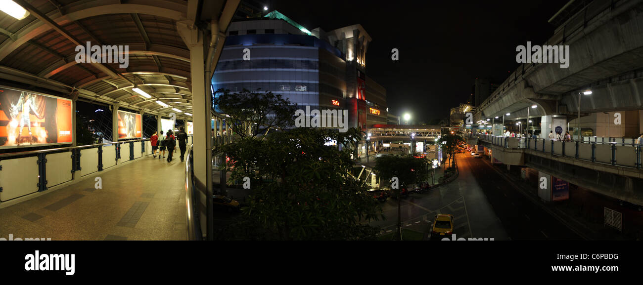 BTS skywalk near MBK shopping in Bangkok Stock Photo