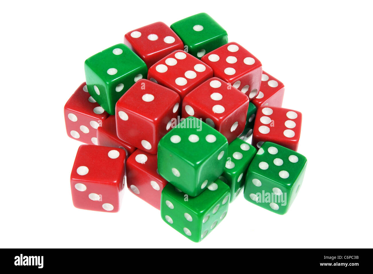 Green and Red Dice Stock Photo