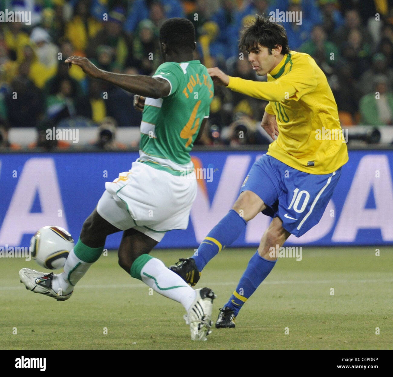 Brazil midfielder Kaka (R) shoots during the second half of a World Cup ...
