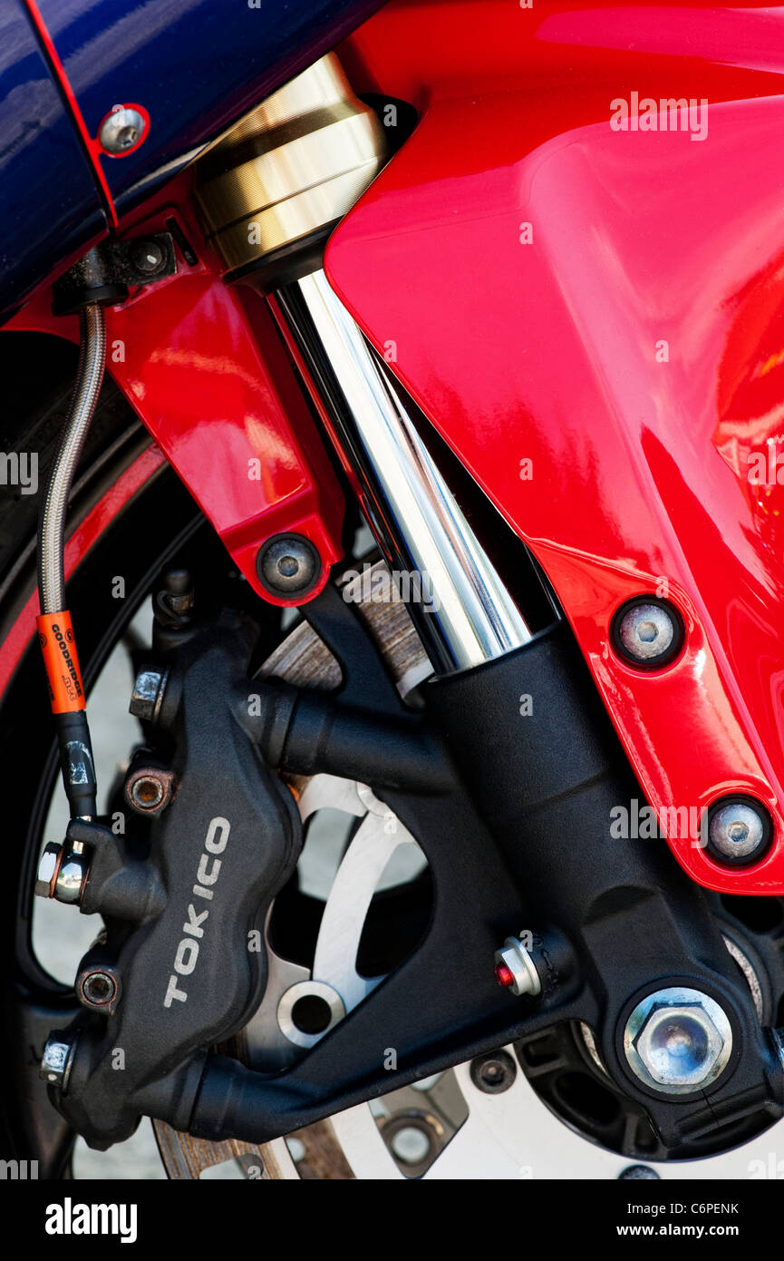 Color detail front suspension motorcycle hires stock photography and