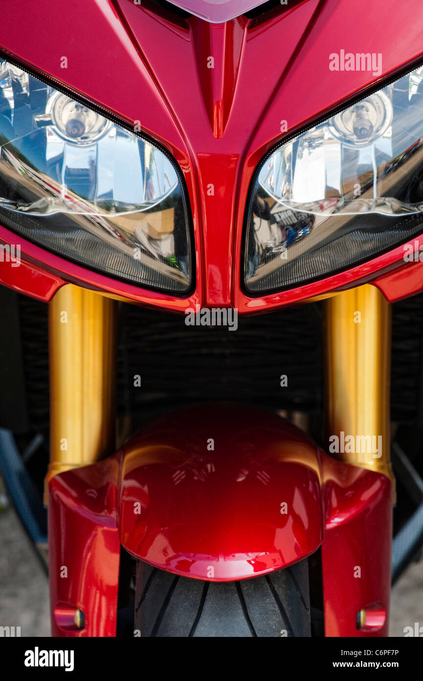 Yamaha FZ1 front end . Sports Motorcycle detail Stock Photo