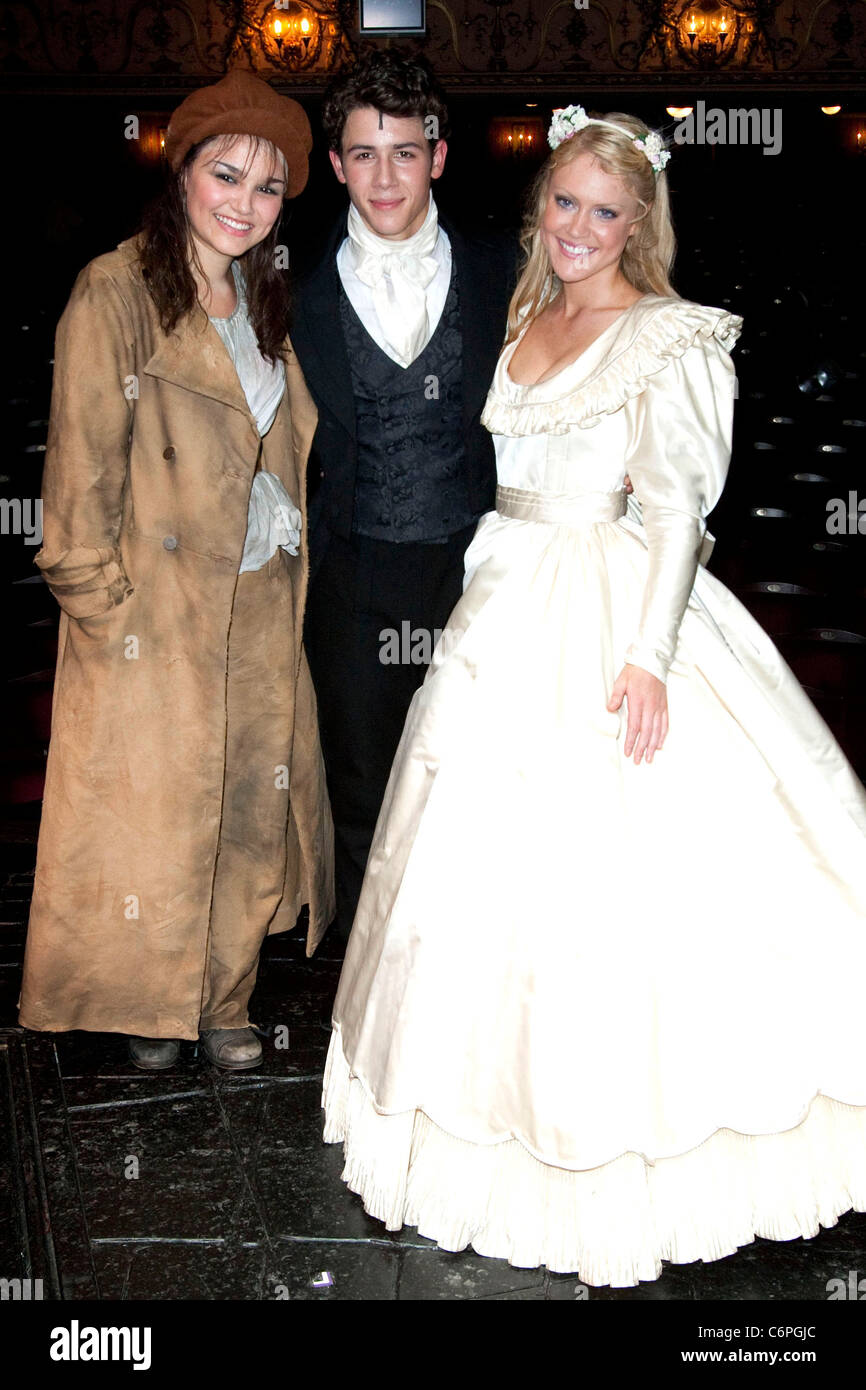 Samantha Barks, Nick Jonas and Camilla Kerslake The curtain call for