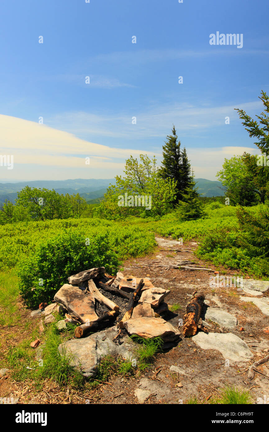 Camp Site, Hidden PassageTrail, Flat Rock and Roaring Plains, Dolly Sods, Dry Creek, West Virginia, USA Stock Photo