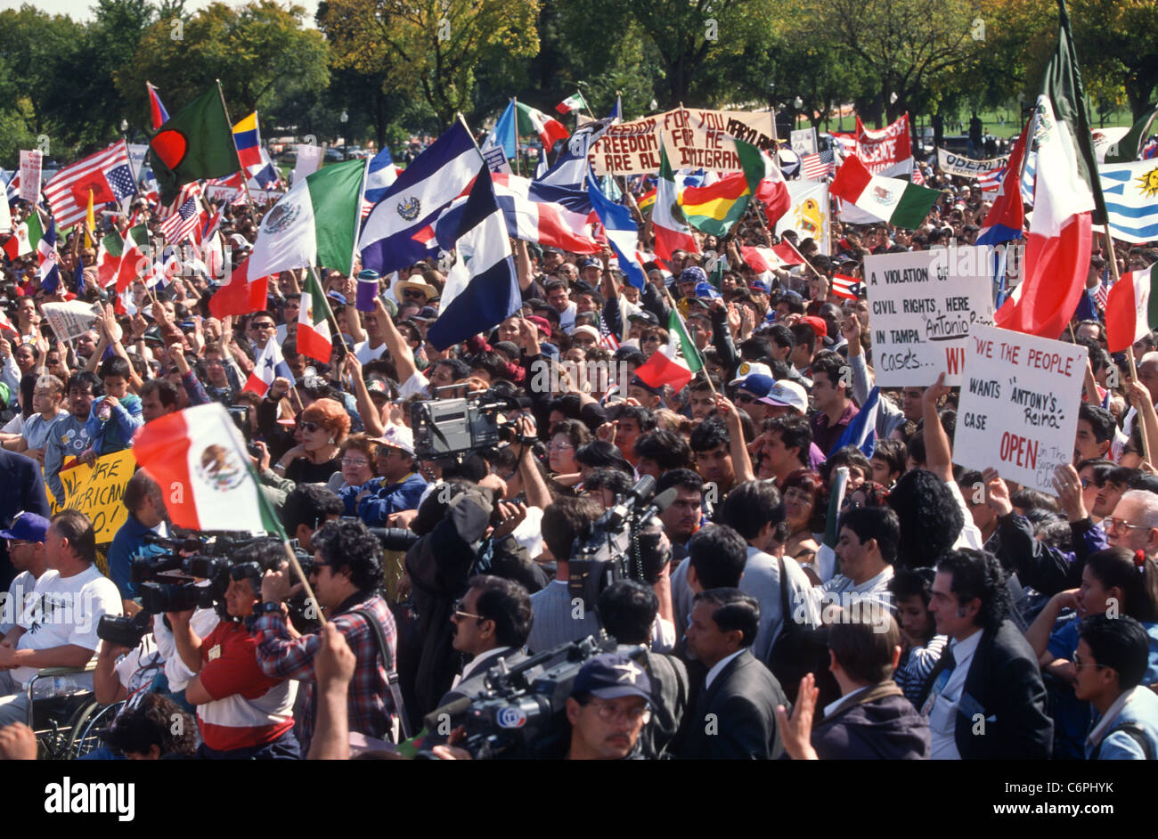 Thousands of Hispanic-Americans march demanding immigration reform Stock Photo
