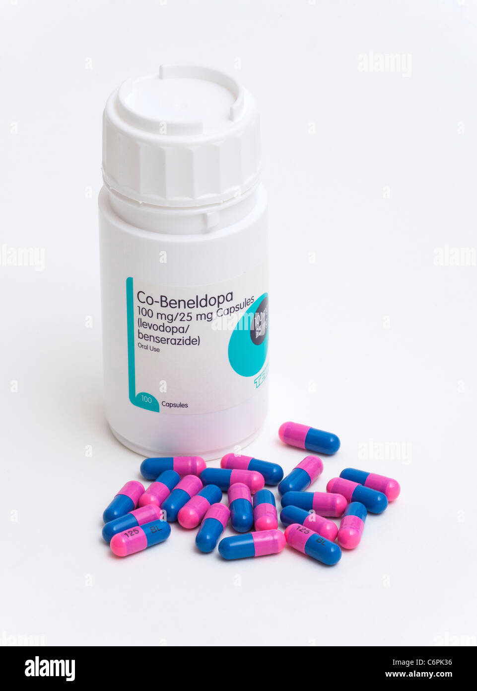 Co-Beneldopa (Levodopa / Benserazide) capsules for treating Parkinson's disease Stock Photo
