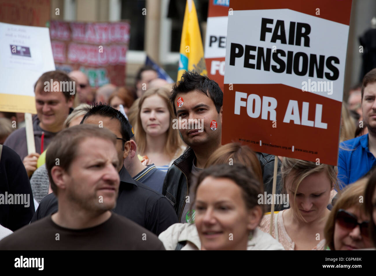 One day strike and march by teachers, lecturers and civil servants over Government plans to cut public sector pensions Stock Photo