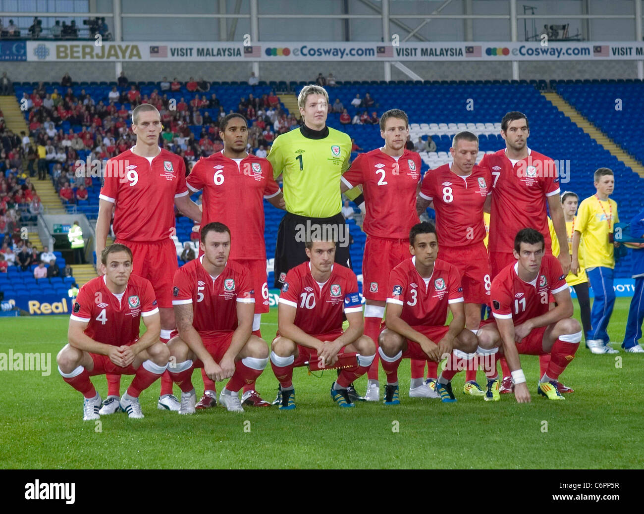 Wales team : Euro 2012 Qualifying match - Wales v Montenegro at the Cardiff City Stadium.  ...:::EDITORIAL USE ONLY:::... Stock Photo