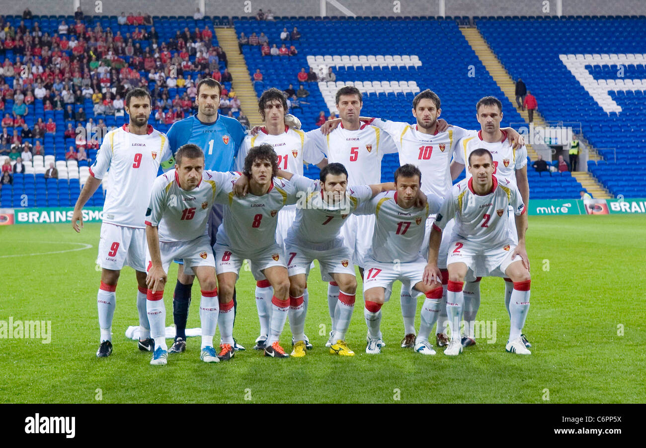 Montenegro team : Euro 2012 Qualifying match - Wales v Montenegro at the Cardiff City Stadium.  ...:::EDITORIAL USE ONLY:::... Stock Photo