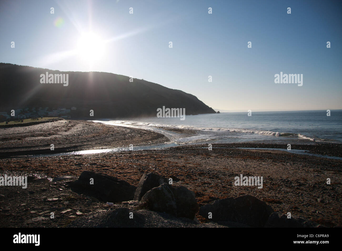 A Winter morning on the beach at Borth, Near Aberystwyth, Wales UK