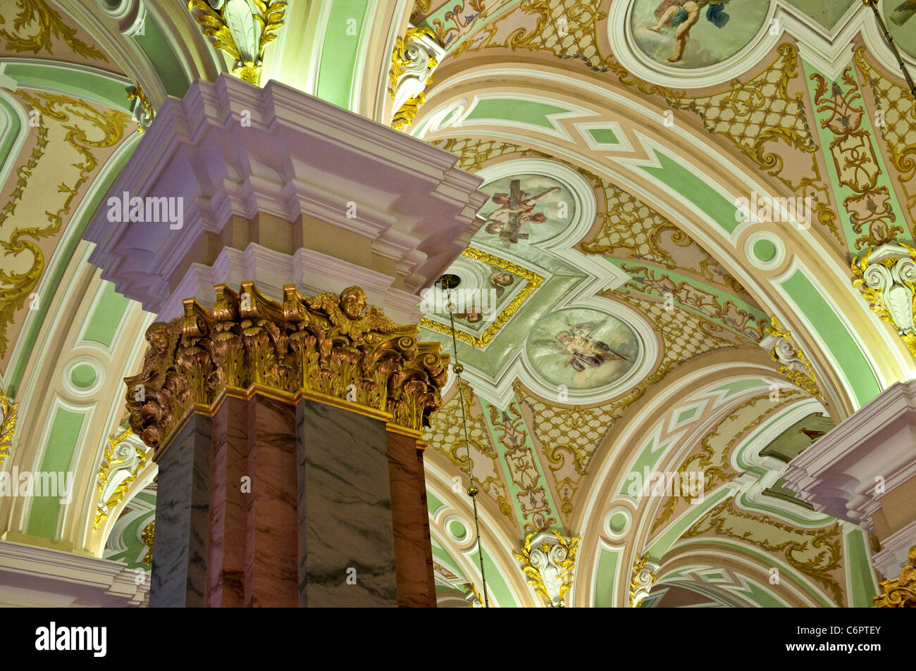 Ceiling Detail from Peter and Paul Cathedral in St. Petersburg, Russia Stock Photo