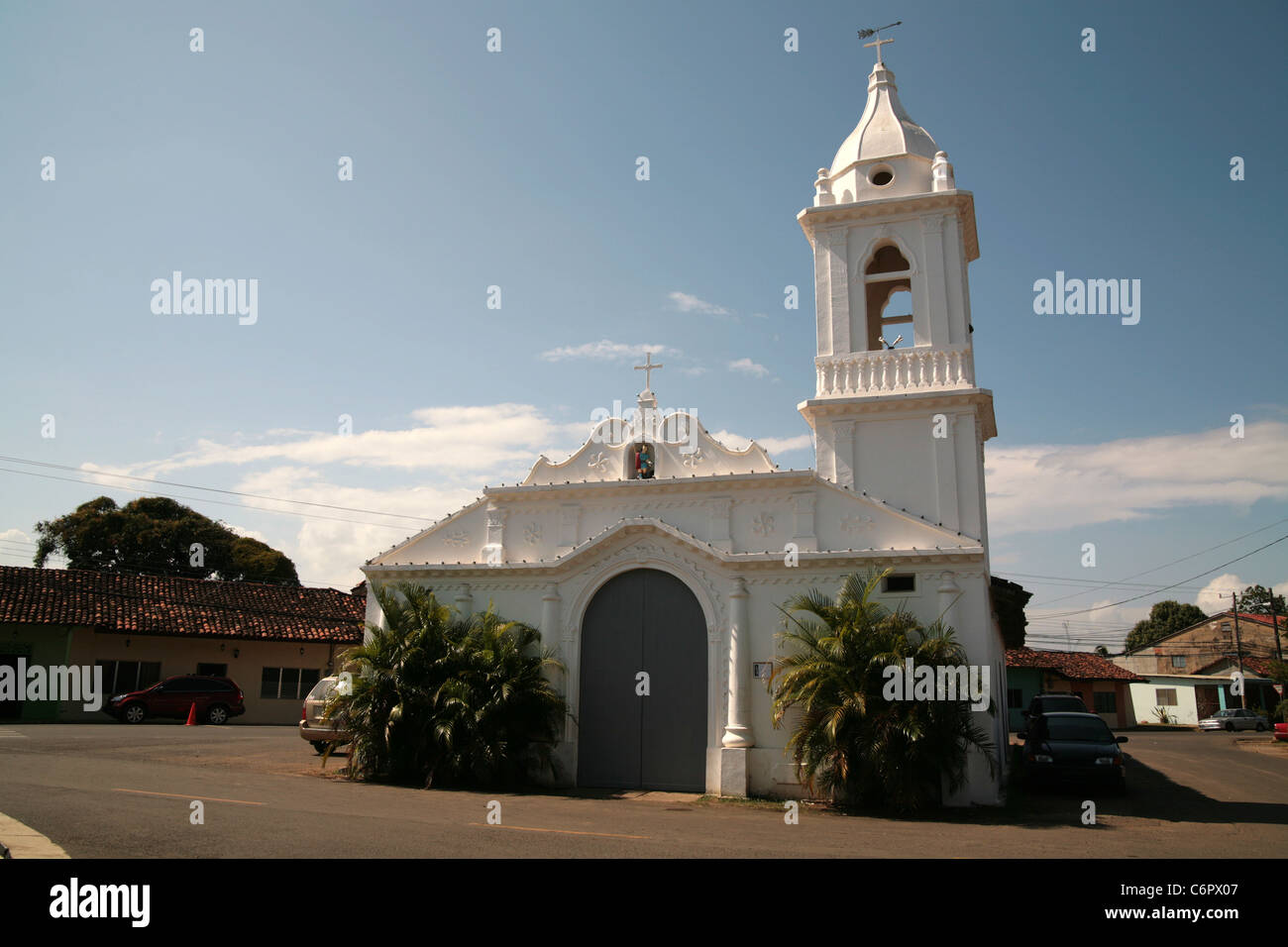 Monagrillo town, Herrera Province, Panama. San Miguel Arcangel Church. Stock Photo