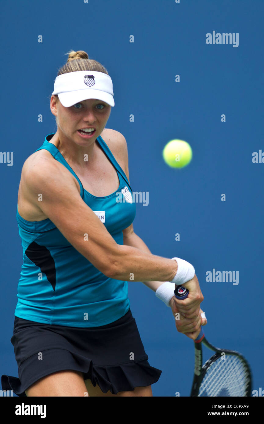 Vera Zvonareva (RUS) competing at the 2011 US Open Tennis Stock Photo