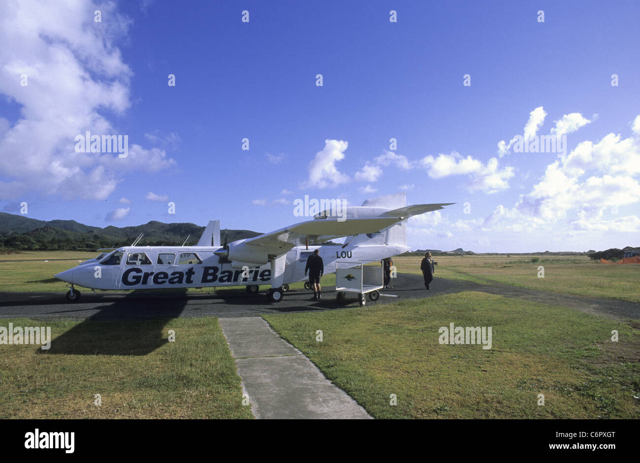 great barrier air plane ready to depart to auckland, new zealand Stock Photo