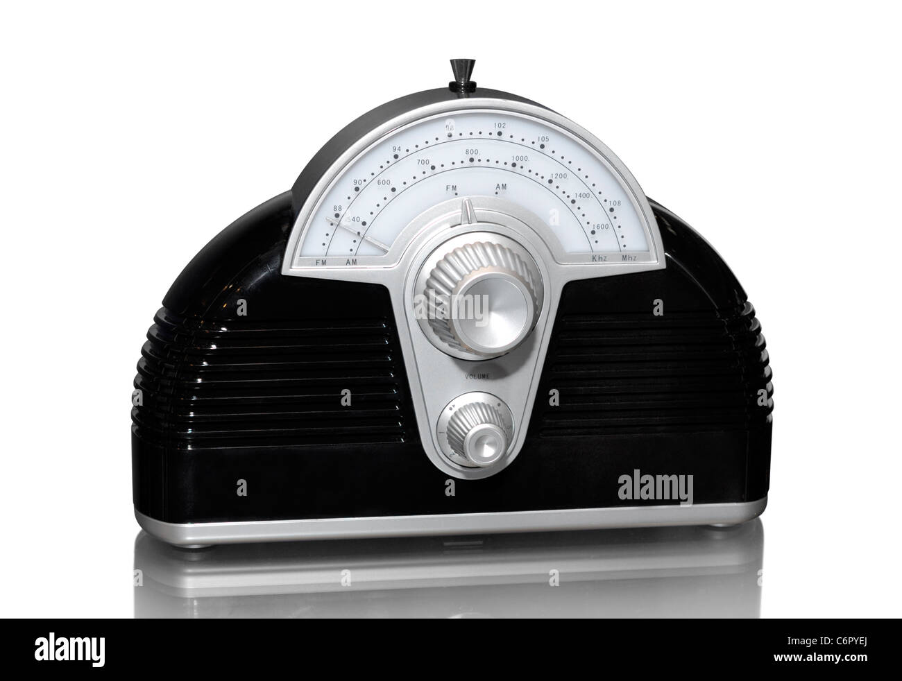 Retro transistor radio. Isolated on white background with clipping path. Stock Photo