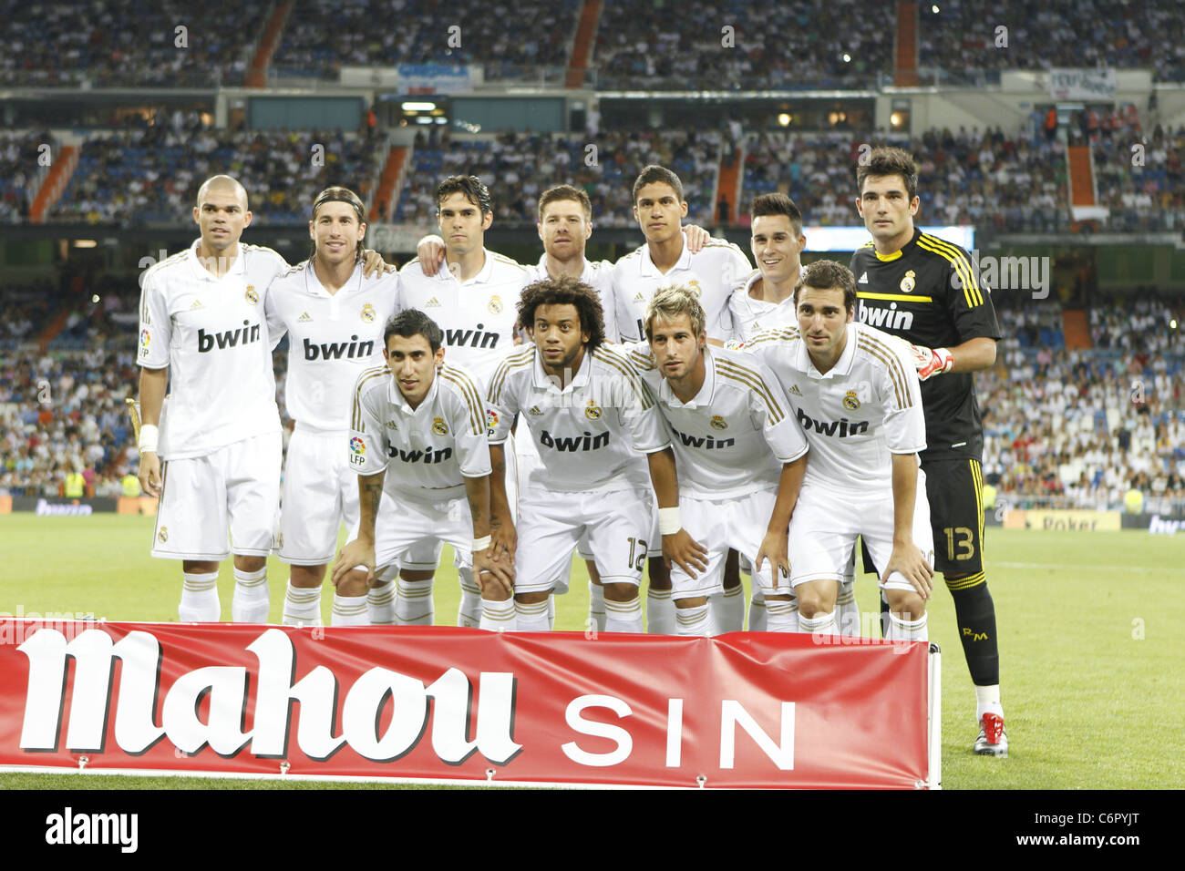 Real Madrid team group line-up for Pre season match between Real Madrid and Galatasaray. Stock Photo