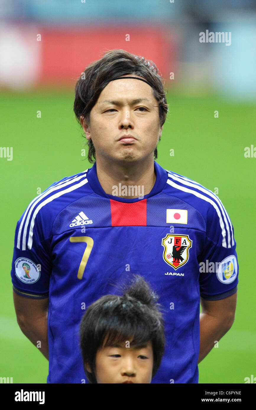 Yasuhito Endo's head shot before FIFA World Cup Brazil 2014 Asian Qualifier match : Japan 1-0 North Korea. Stock Photo