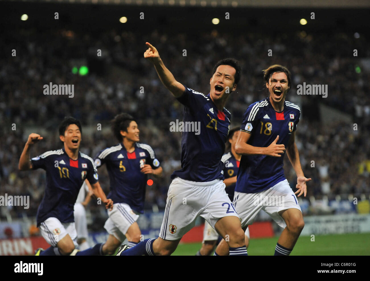 Maya Yoshida (JPN) celebrating his point for the FIFA World Cup Brazil 2014 Asian Qualifier Third Round Group C match. Stock Photo