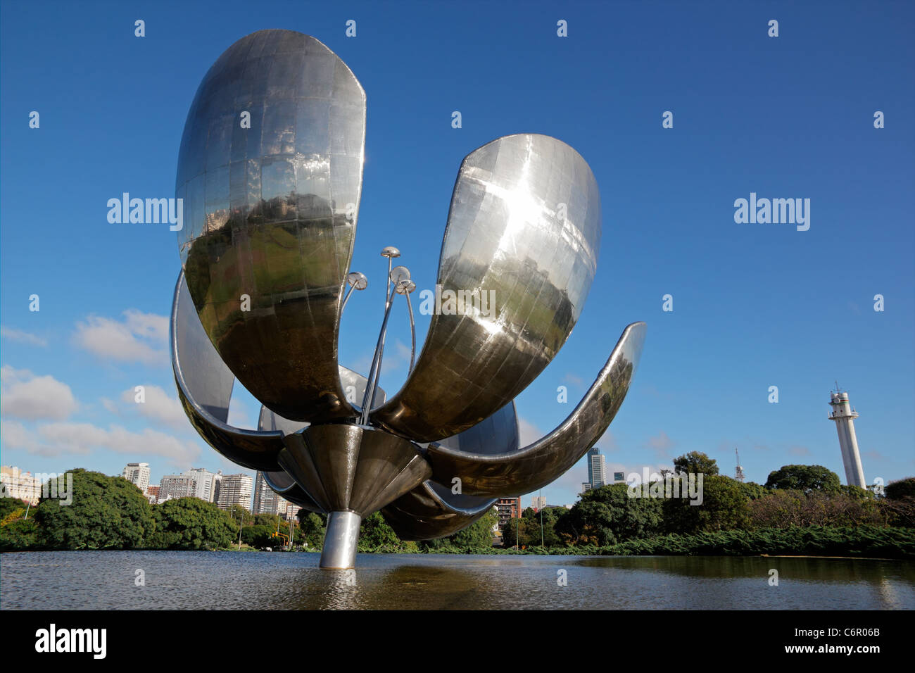 Metal flower (Flor de metal) in the United Nations Plaza (Plaza Naciones Unidas), Buenos Aires, Argentina Stock Photo